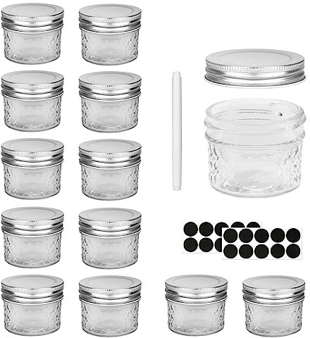 Hniuyun Glass Regular Mouth Mason Jars, Clear Glass Jars with Silver Metal Lids for Sealing (02)