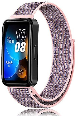 GIOPUEY Cinturini Compatibile con Huawei Band 8/Band 9, Cinturino in Morbido Nylon Intrecciato [Unisex] [Traspirante] - Pink