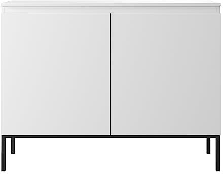 Selsey Kommode Schrank Aufbewahrungsschrank 100 cm 2 Türen 4 Fächer Weiß Schwarze Beine Bemmi