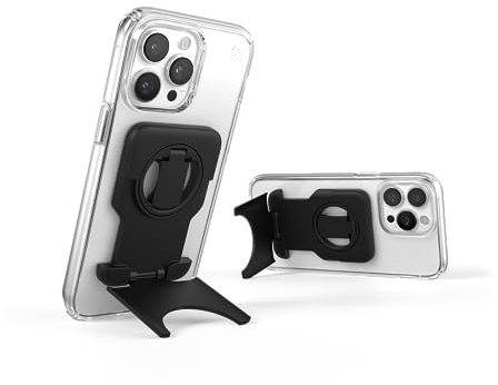 Speck MagSafe-Ständer für iPhone – ClickLock rutschfeste Verriegelung – 360° Verstellbarer Fingergriff, Befestigung an MacBook, Kontinuitätskamera für iPhone – StandyGrip – Schwarz