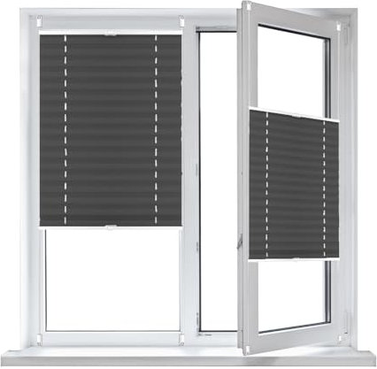 tenda plissettata Klemmfix, 30 x 90 cm protezione da sole e sguardi indiscreti, tenda a pacchetto Montaggio Senza forare, per finestre senza fori, Nero