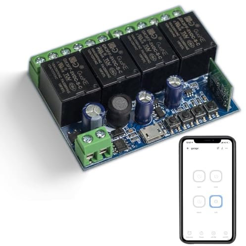 QIACHIP eWelink app Módulo de interruptor de relé inalámbrico WiFi inteligente de 4 canal 5V,12V,24V Momentáneo/Autoblocante Control remoto con Alexa Google Home