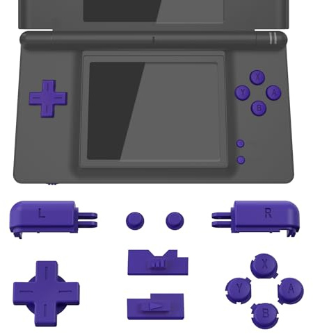 eXtremeRate Ersatz Tasten Set für nintendo DS Lite NDSL, Custom D-Pad ABXY Start Select R L Power Volume Knöpfe für nintendo DS Lite Handheld Konsole(Lila)-Console NICHT enthalten