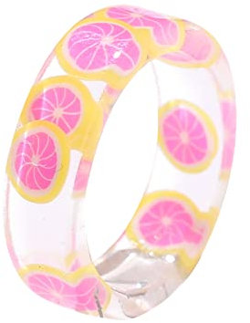 Damen-Ring, Acryl, niedlich, trendig, bunte Strasssteine, Schmuck, Kunststoff, Harz, stapelbar, klobiger Obstring für Frauen, Mädchen, Damenringe, Einheitsgröße, Harz, Kein Edelstein