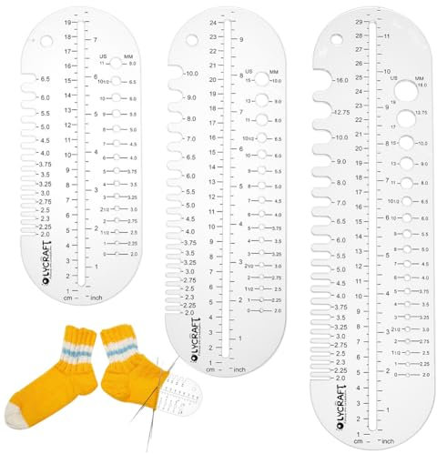 OLYCRAFT 3 Stück Sockenlineal Zum Stricken Und Häkeln Größenmessung Hakenlehre 20/25/30cm Transparentes Acryl Häkellineal Nadelstricklehre Sockenblocker Für Heimwerker Handgefertigtes Geschenk