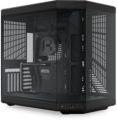 HYTE Y70 Verbessertes modernes ästhetisches Dual-Kammer-Panorama-Gehäuse aus gehärtetem Glas, Mid-Tower-ATX-Computer-Gaming-Gehäuse mit PCIE 4.0-Riser-Kabel im Lieferumfang enthalten, Schwarz