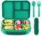 Amathley Brotdose Kinder Mit FäChern,Bento Box Kinder,Brotdose Erwachsene,1200ml Lunchbox Mit 4 FäChern Und Besteck,Mikrowellen Und SpüLmaschinenfest,BPA-Frei Und Wiederverwendbar (Grün)