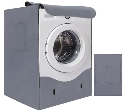 Copertura Lavatrice per Esterno 420D - HAUSPROFI Coprilavatrice di Spessore Migliore per Lavatrici e Asciugatrice - Coperchio Lavatrice Impermeabile con Protezione Solare - 60 * 64 * 85 CM - Grigio