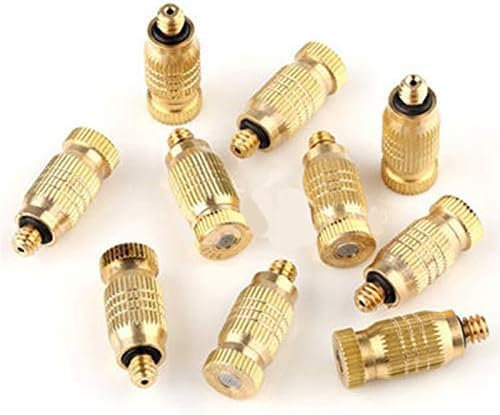 100pcs Low Pressure Misting Nozzle Kit For Cooling System, 3/16 Threaded Brass Mister Nozzles, Anti-drip Fogging Spray Head For Landscaping, Air Humidification, Spraying Disinfection, Gold,0,2 Mm