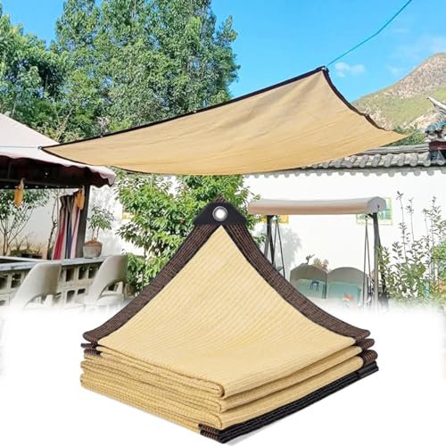 Beige Schattiernetz, Dickes Rechteckiges Schattentuch, Atmungsaktives Sonnensegel Sonnenschutznetz Mit Ösen 1m 2m 3.0m 4.0m 5m 6m 7m 8m 9m 10m 12m 15m(Size:4x6m(13x20ft))