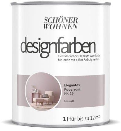Schöner Wohnen-Farbe Wandfarbe Designfarbe Elegantes Puderrosa, 1 l, Matt, Konservierungsmittelfrei