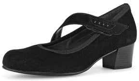 Gabor Escarpins à lanières pour femme, chaussures à talons pour femme, largeur supplémentaire confortable (H), Noir 47, 42 EU Large