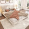 Lit 160x200 Velours Capitalonné avec Tête de Lit Design en Éventail, Pieds de Support Cylindriques, Beige