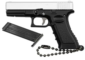 Zhongren Tactical Mini Pistolet Porte-clés 1: 3 Métal avec pièces Mobiles Modèle de Pistolet réaliste Collection Pendentif Sac Charm pour Hommes Armée Fan Boyfriend Cadeau (Argent)