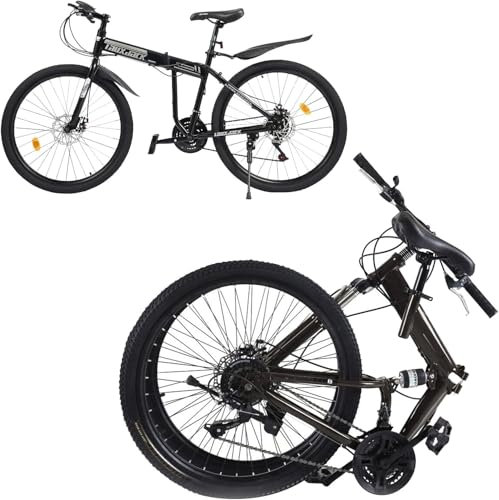 Faltrad für Erwachsene 26 Zoll Mountainbike Faltrad Rennrad Faltrad 21 Gang Faltbar Fahrrad aus Kohlenstoffstahl Offroad-Fahrrad Cityrad(160-19CM,130KG,85% Vormontiert)