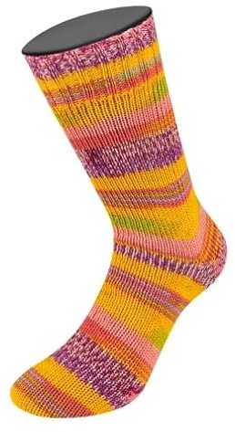 MEILENWEIT 8-fach 150g Print 9958 - Nelkenrosa/Gelbgrün/Sonnen-/Dottergelb/Erika/Lila
