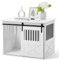 Dog Crate Furniture for Small/Medium Dogs, Heavy Duty With Sliding Door, Kennel Indoor, Wooden House, End Table, 90x60x66cm, White