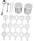 Stainless Steel Coffee Latte Art Pen, 15 Latte Art Stencils, 2 Latte Art Pens, 2 Coffee Spoons, 2 Powder Shakers, for Coffee, Cakes, Desserts, Drinks