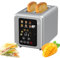 Smart Toaster 2 Slice Stainless Steel with Touch Screen, Digital Timer and Sound Function - Great for Bagels, Defrost Functions - 6 Bread Types, 6 Shade Settings, Wide Slots