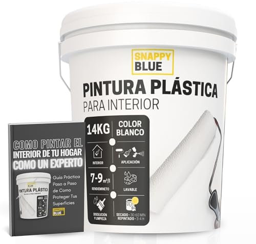 Snappy blue [13L] Pintura Plastica Blanca Interior Lavable de aspecto Mate, para Múltiples Superficies con Alta Transpirabilidad, Pintura Pared (13L)