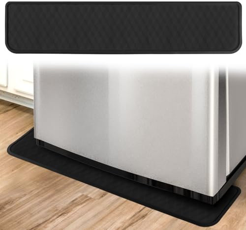 BOXOB Mini Fridge Mat, Silicone Refrigerator Drip Tray Washing Machine Appliance Freezer Anti-Slip Under Mat Floor Protector for Preventing Leaks Spills (Black)