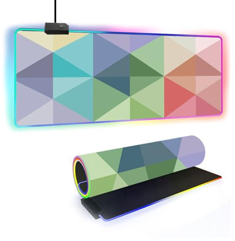 FANSU Gaming Mauspad RGB XXL, Groß Multifunktionales Mousepad mit 14 Farben LED-Licht, für Computer PC Laptop Tastatur Professionelle Gamer, Rutschfester Gummifuß (Mehrfarbig,800x300x4mm)