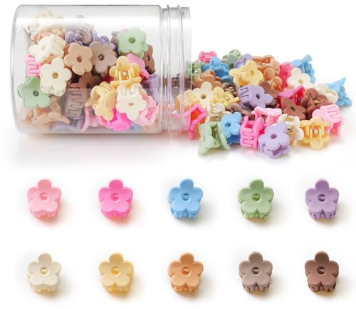 Small Flower Hair Clips 100PCS, Mini Hair Clips Baby Claw Clips Cute Jaw Clips Hair Pins Hair Barrettes Toddler Hair Accessories for Women Girls Kids Teens