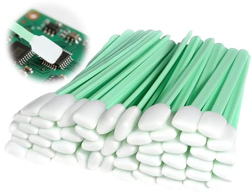 Pack of 50 Cleaning Sponge Long Sterile, Cleaning Sticks, Cotton Buds, Large Head, Foam Cleaning Cotton Buds, Detailing Cotton Buds Rectangular for Camera, Lens, Inkjet Printers