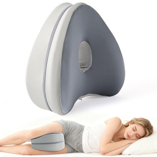 Dioxide Almohada Piernas Dormir, Almohada Rodillas para Dormir(Gris Oscuro) | Almohada para Piernas para Dormidores Laterales,Cojín de Soporte Pélvico para Piernas,Rodillas,Caderas,Espalda y Embarazo