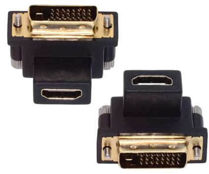 xiwai 2er-Pack nach Oben und unten abgewinkelter DVI-Stecker auf HDMI-Buchse, Adapter, 4K, 90-Grad-Konverter, Extender für Monitor, Computer, HDTV, Grafikkarte