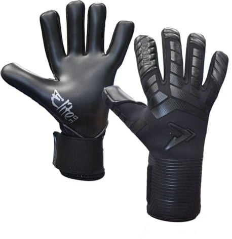 Precision Elite 3.0 Blackout Contact Goalkeeper Gloves, 4 mm Black Contact Latex Grip, Super Lite Negative Cut, Strapless or Strapped Fit