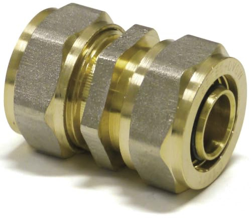 Pipetec Schraubfitting Kupplung 20 x 2mm - 20 x 2mm | Klemmringverschraubung für Mehrschichtverbundrohr und Aluverbundrohr, DVGW zertifiziert, hygienisch einzeln verpackt