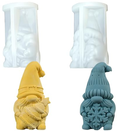 2 Stück Weihnachten Wichtel Silikonform Weihnachtsmann Kerzenformen | Silikon Gießform Weihnachten Zwerg Seifenform Kerzenform zum Gießen Weihnachten Deko Silikonform für Kerzen Gips Seifen