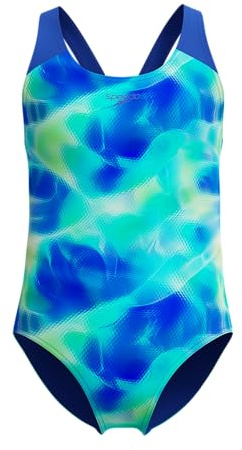 Speedo Badeanzug für Mädchen, bedruckt, Mayablau/tiefer Saphir