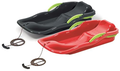 Prosperplast Schlitten Set Race Anthrazit + Rot | schneller Kunststoffschlitten | robust & frostbeständig | leicht & handlich | für rasante Winterabfahrten | 87×40×18 cm