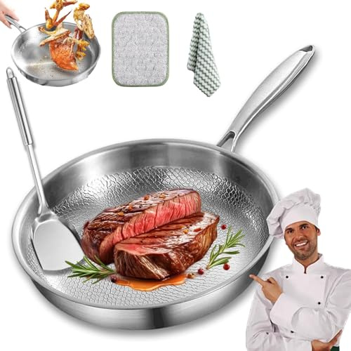 Generisch Tovara Titaniumpro Pfanne, 26/28/30 CM Titan Pfanne Unbeschichtet, Titanium Hammered Pan Pro Mit Deckel, Scratch-Resistant, Antihaft, Für Alle Herdplatten (26CM, Ohne Deckel)