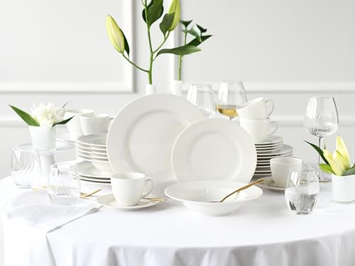 CreaTable, 24913, Serie Venice, 30-teiliges Geschirrset für 6 Personen, Kombiservice aus Porzellan, spülmaschinen- und mikrowellengeeignet, Made in Europe