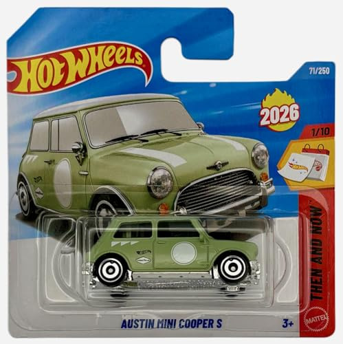 Hot Wheels - Austin Mini Cooper S - JJH39 - Then and Now 1/10 - Short Card - pastelgrün - offizielles Lizenzmodell - Mattel 2026 (71/250) - 1:64