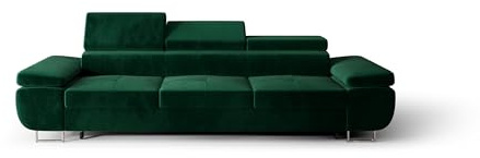 Schlafsofa Praga 3, Sofa mit Schlaffunktion, Farbe: Grün, Velourstoff