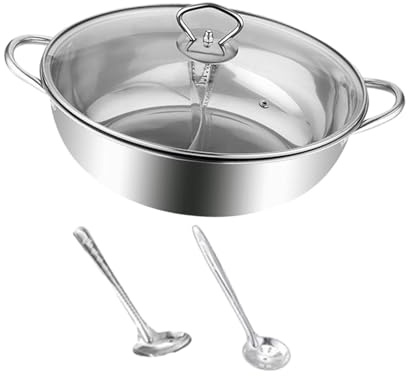 YIXANNX Cooking Pot Kitchenware Cookware with Divider Divided Hot Pots Hot Pot with Divider Provides Premium Cooking Performance Shabu Shabu