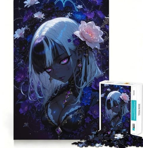 Anime Girl with Flowers And Jewelry Jigsaw Puzzles for Adults 1000 Mind Boost Game Uniform Size Precise Pieces Travel-friendly Brain Game Gift (38x26cm)
