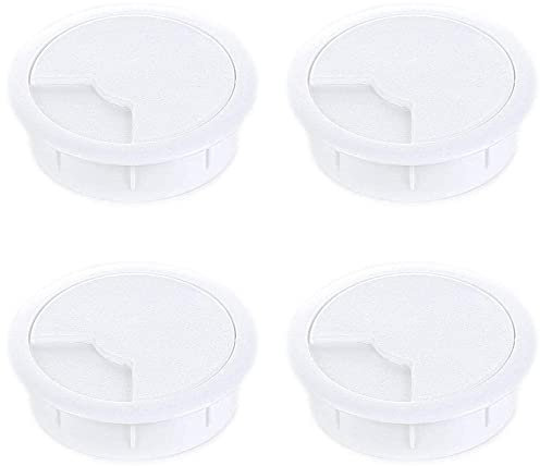 sossai® Kabeldurchführung KDM2 (4 Stück) | Kabeldurchlass/Schreibtischkanal für Schreibtische, Büro & Arbeitsplatten | Farbe: Weiß | Durchmesser: 80 mm | Material: Kunststoff