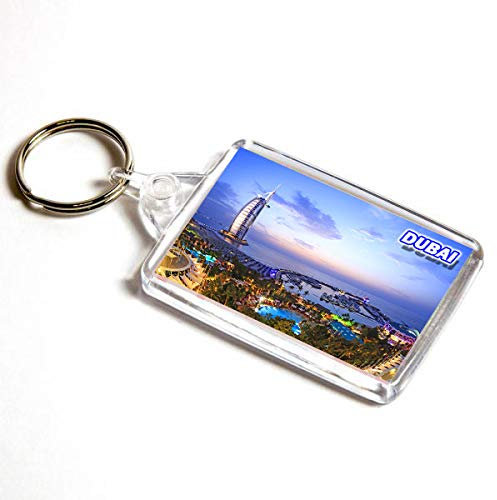 AWS Schlüsselanhänger Dubai Stadt Stadt Souvenir Key Ring aus PVC, mehrfarbig, 4,3 cm x 6,5 cm