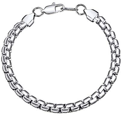 Bandmax klassische Erbskette Armband für Herren Damen Edelstahl 6mm breit Gliederarmband 22cm Armkette Kette Jungs Modeschmuck Accessoire