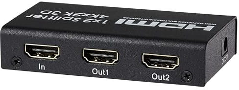 Maplin HDMI Splitter 1 Port In 2 Ports Out Ultra HD 4K/30fs Bandwidth 10.2Gps for Dual Monitors for Laptop, TV, Monitor, Projector, TV Box, PS5/4, Xbox, Roku etc
