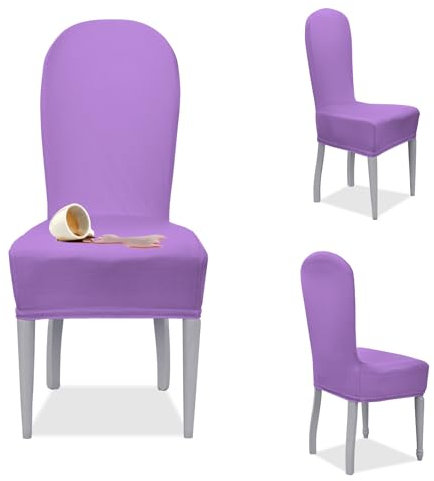 Banzaii – Coprisedia Antimacchia con Schienale Tondo – Vestisedia Seduta e Schienale Tondo per sedie da cucina, sala da pranzo, cerimonia, ristoranti - 2 Pezzi Lilla Made in Italy