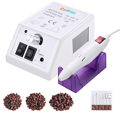Ponceuse Pour Ongles Professionnel, Cadrim Manucure Machine Ponceuse Ongle à Manucure Ponceuse Électrique Pédicure Machine à Poncer avec 6 Embouts Ponçage pour Salon,Festival,Cadeaux (Blanc)