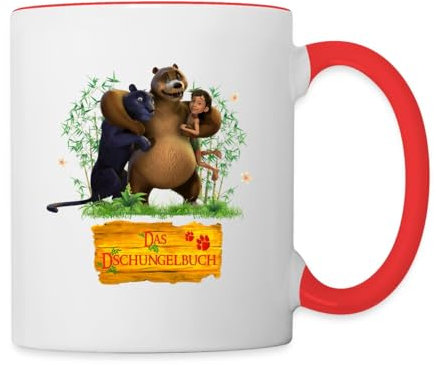 Spreadshirt Das Dschungelbuch Mogli & Freunde Tasse Zweifarbig, One size, Weiß/Rot