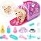 Sotodik Tierarzt Spielset mit Elektronisch Hund Hundesalon Spielzeug Rollenspiel Kinder Tierarzt Spielset Geburtstag Geschenke für Mädchen Junge 2 3 4 5 Jahre (Pink)