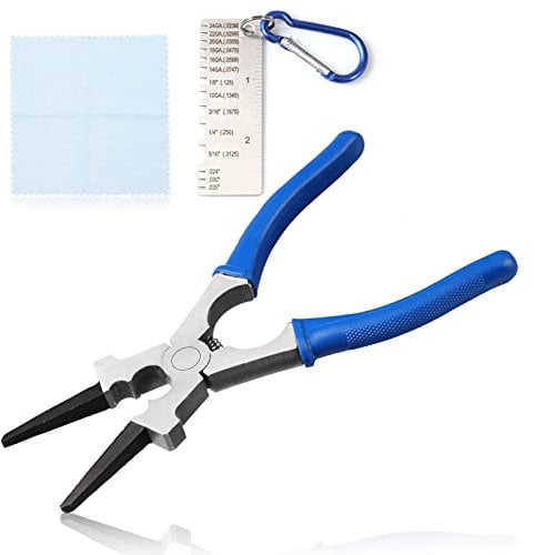 LEONTOOL 3 Pcs Welding Pliers Set, 8-Inch MIG Pliers, Metal Sheet Thickness Gauge, Cleaning Cloth Wire Cutter Tip Remover for Professional Welding